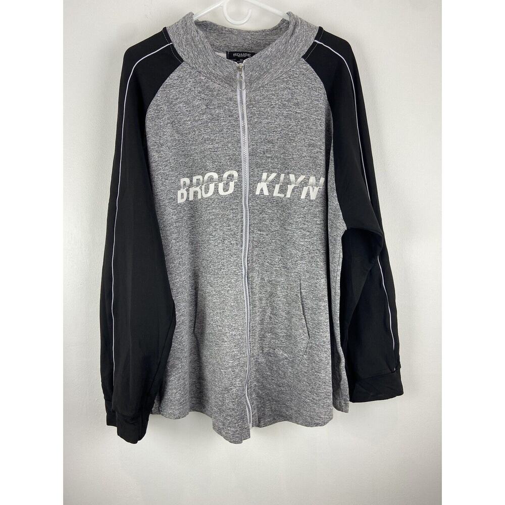 Rouge Collection Plus Size Brooklyn Black Gray Zip Up Sweatshirt Size 4X (923)
